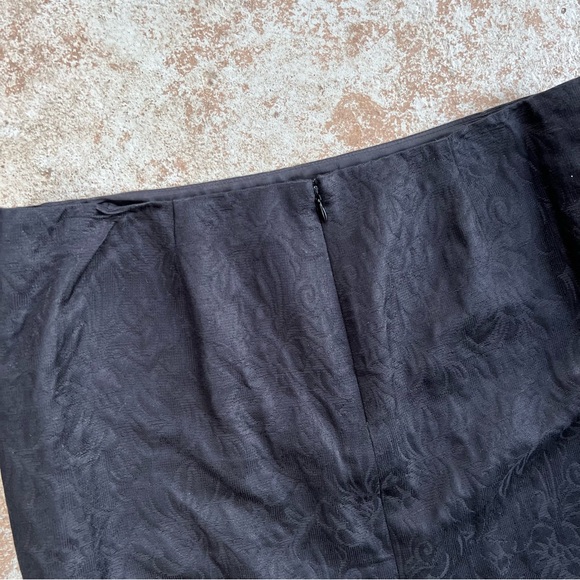 Vtg 90s Embossed Skirt Mini Sz 10 Blk Floral Wool Silk Blend Witchy Whimsi Goth - Picture 12 of 14